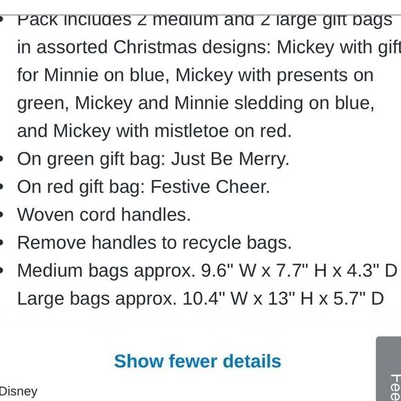 Hallmark Mickey and Minnie Mouse Holiday Gift Bags set of 8 NWT - Picture 10 of 12